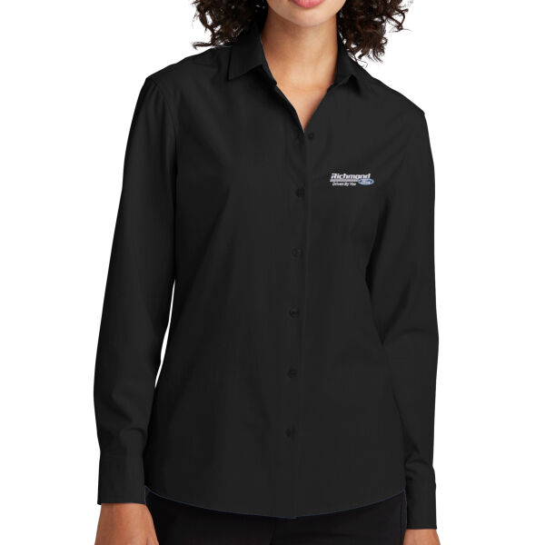 Choose Your Embroidered Logo - Women's Long Sleeve Stretch Woven Shirt Thumbnail