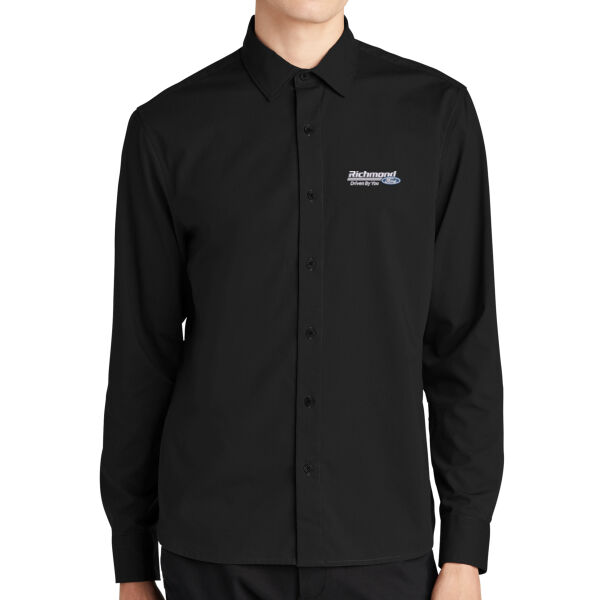 Choose Your Embroidered Logo - Long Sleeve Stretch Woven Shirt Thumbnail
