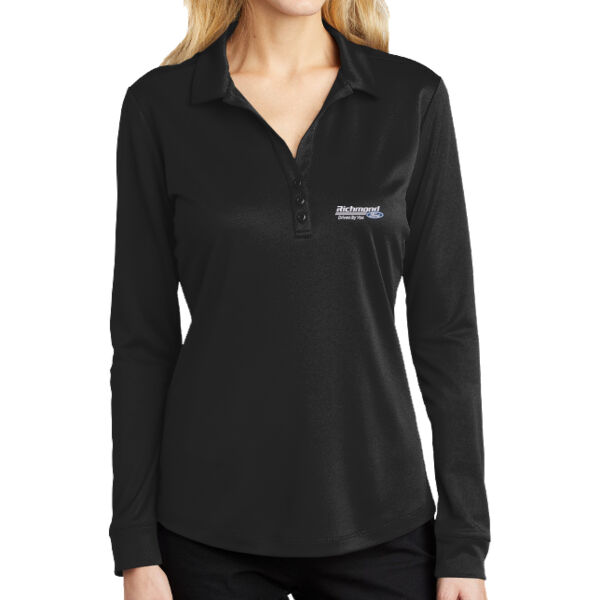 Choose Your Embroidered Logo - Ladies Silk Touch Performance Long Sleeve Polo Thumbnail